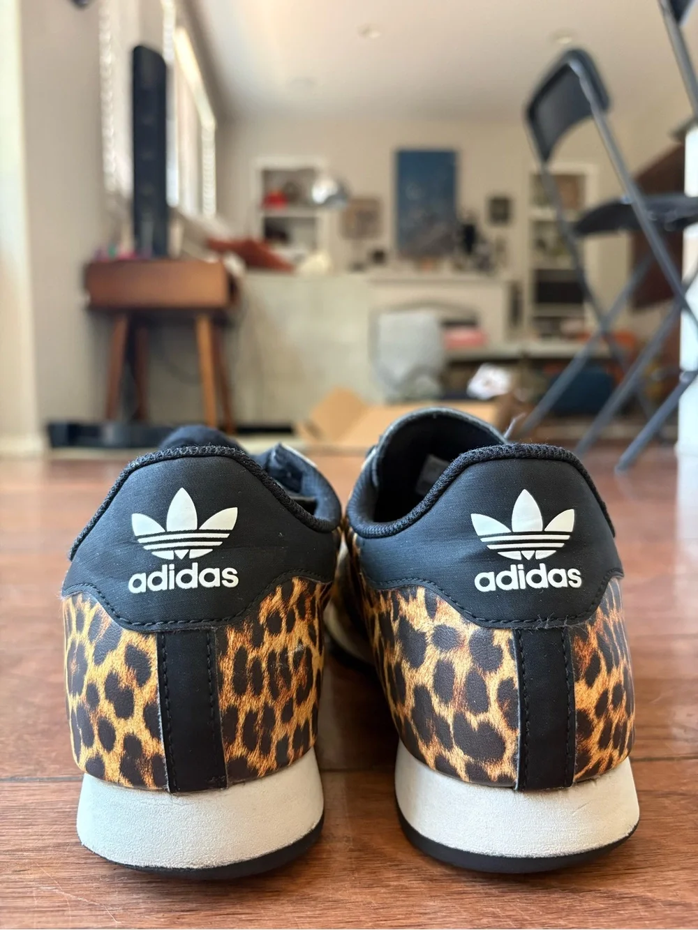 adidas Kids Leopard Print Lace-Up Sneakers - Black, Brown